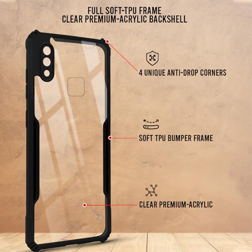 Image of Jkobi Hybrid Back Cover Case for Vivo Y91 | Vivo Y93 | Vivo Y95 (Shockproof with Polycarbonate Clear Panel | Professional Black)