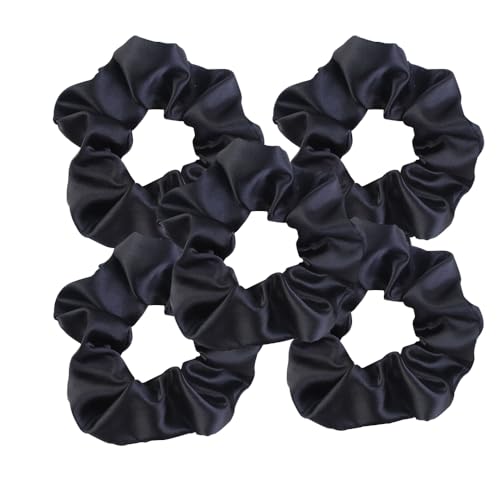 Satin Scrunchies for Women No Hair Damage No Crease Suitable for All Hair Types Elastics Bands Accessories Girls Black 5pcs