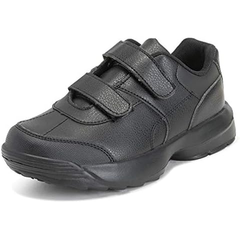 Get Fit Unisex Kids Back to School Smart Casual Shoes Plain Boys Girls Shoes Trainers - All Black - UK3/EU36 - BS0307 Cover