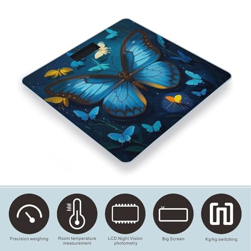 Báscula digital de baño con diseño mariposa azul miniatura 3