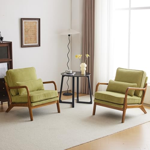 Bonnlo Fauteuil de Salon en Velours Côtelé, Chaise d'Appoint Relaxation avec Cadre en Bois, Siège Confortable pour Salon, Chambre, Terrasse, 65 x 80 x 78...