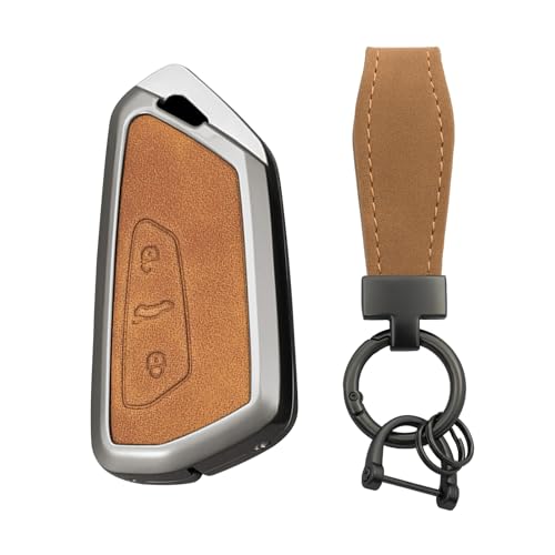 Porte-clés 3 boutons marron B compatible avec VW Golf 8 MK8 GTI Seat Ateca Skoda Octavia