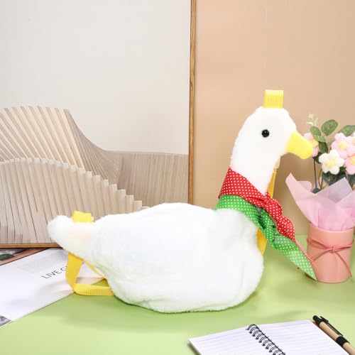 PRETYZOOM 1pc Duck Shoulder Bag Messenger Bag Girl Backpack Cross Body Toddler Mini Shoulder Purse Stuffed Backpack Cross Body Purses Goose Animal Pack Cartoon White Women's3