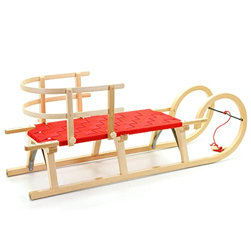 Holzfee Hörnerschlitten Baran S 120 RR RLS Rot Gurtsitz mit Lehne Buchenholz – Bild 3