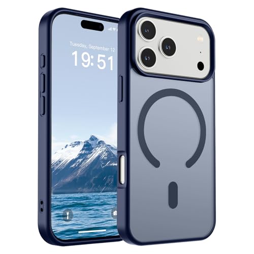 Image of SUPFINE Magnetic for iPhone 17 Pro Case (Compatible with MagSafe)(Military Grade Drop Protection) Translucent Matte Shockproof with Anti-Fingerprint Phone Cover 2025,Navy Blue