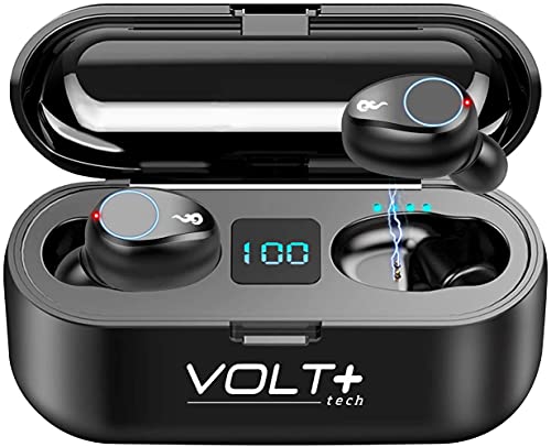 VOLT PLUS TECH Wireless V5.0 Bluetooth Earbuds forÂ Samsung Galaxy S10/S10e/S10+/S10 Plus/10 5G/LiteÂ with LED Display, Mic and 8D Bass, F9 TWS and IPX7 Waterproof/Sweatproof with 2000mAh PowerBank