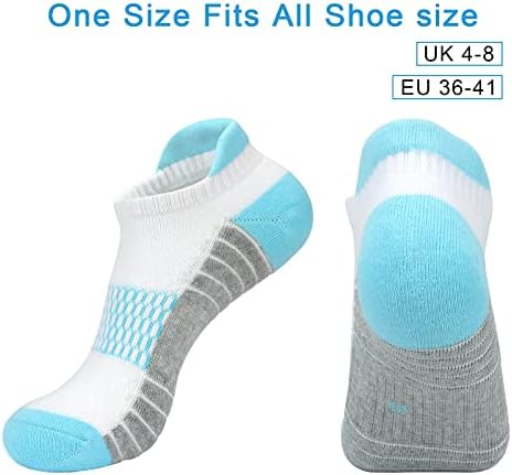KOOOGEAR Running Trainer Socks Women 4-7,Womens Ladies Ankle Sports Socks Low Cut Anti Blister Cushioned Walking Cotton Socks 5 Pairs Colourful Breathable Wicking Non-slip Athletic Socks