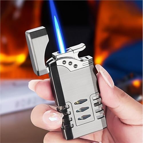 Encendedor metálico portátil con llama azul resistente al viento miniatura 4