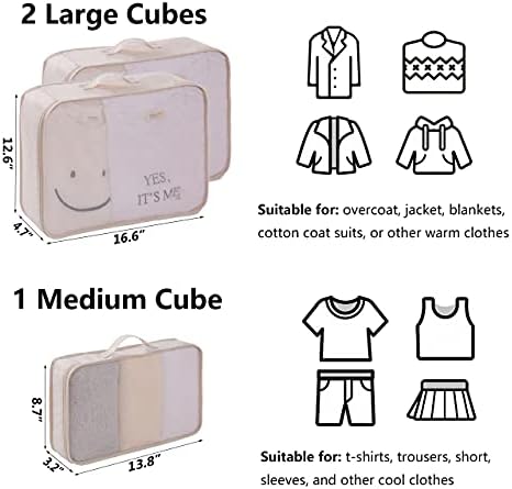 TianZong 7-piece Set Packing Cubes, Travel Bags for Luggage , Packing Organizers with Shoe Bag (Beige) 4 TianZong 7-piece Set Packing Cubes, Travel Bags for Luggage , Packing Organizers with Shoe Bag (Beige)