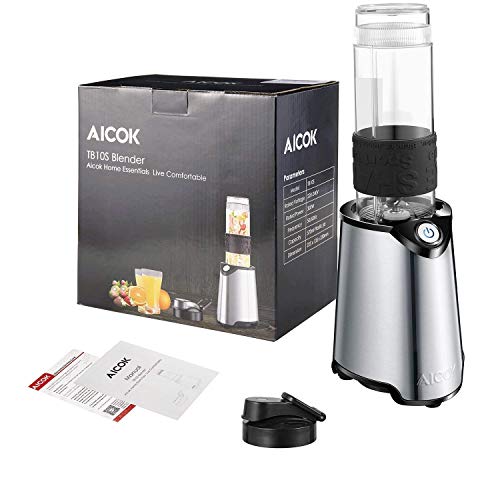 Countertop Personal Blender for Shakes and Smoothies, Smoothie Blender Maker Mixer and Mini Food Processor with 21oz BPA-Free Portable Blender Bottle, Stainless Steel, 300W, by AICOK - Thumbnail 3