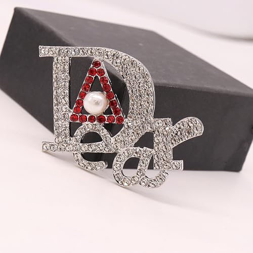 Image of Red Soror Greek Member Gifts Sorority Letter Metal Dear Pin Triangle Broach Lady Jewelry
