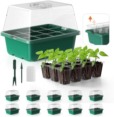 Tomato Seed Starting Kit - What You Didn't Know About These Top Picks 6 POROLIR Seed Starter Tray, 10PCS Seed Starter Kit, Seedling Starter Trays with Heightened Lids for Seed Staring, Indoor Gardening Plant Germination Trays (12 Cells per Tray) Green