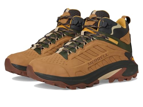 Merrell Men's Moab Speed 2 Leather Mid Waterproof Hiking Shoe, Tan, 9.5