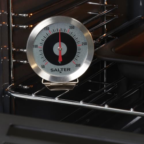 Foto von Salter 513 SSCREU16 Edelstahl Backofenthermometer - Temperatur von 50-300°C, Aufhängen Oder Auf Ofenregal Stellen, Analog Küchenthermometer, Fleischthermometer, Leicht Lesbar, 7cm Durchmesser