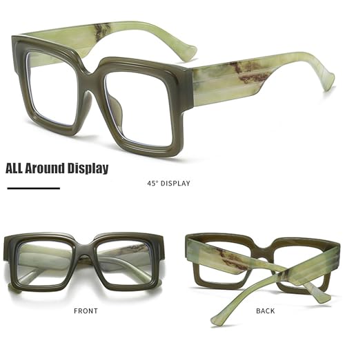 Image of Oversized Square Blue Light Glasses Women Men Thick Big Frame Computer Eyewear Non Prescription Eye Glasses
