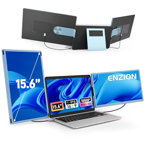 Image of Laptop Screen Monitor Extender, Wider 1080P FHD Portable Monitor for Laptop, Built-in Speaker and Adjustable Backstand, Triple Screen Extender Compatible with Wins /MacOS /Chrome