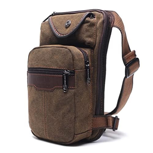 Canvas Leg Bag for Men Women Military Tactical Motorcycle Bike Cycling Multi-Pocket Travel Hiking Climbing Thigh Bag, #20 Brown, One Size, Casual — image 1