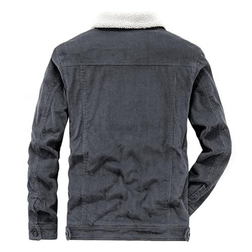 Image of Men's Corduroy Jacket Trucker Coat | Warm corduroy outwear with soft sherpa lining, classic button down outerwear for cold winter daily use
