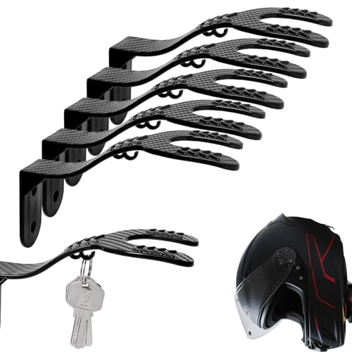 Storystore 5 Stück Helmhalterung Wand Helmhalter mit Haken, Schwarz Motorrad Helm Halterung Wand für Aufhängen von Schlüssel, Motorradhelm, Fahrradhelm