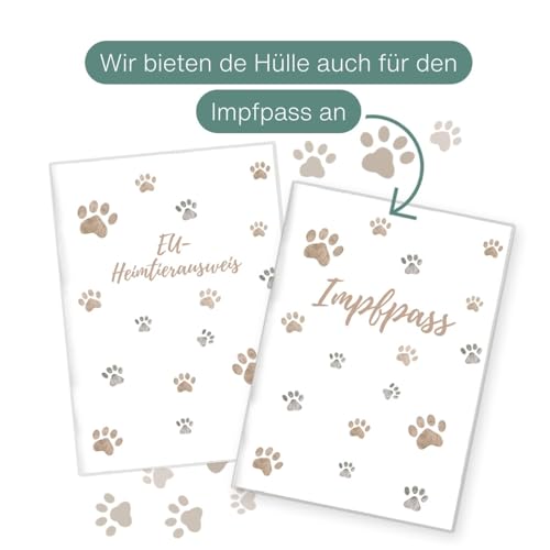 Wilhelm Fell Hülle für den EU-Heimtierausweis für Tiere I Personalisierbar für Dein Haustier I Persönliche Geschenkidee für Haustierbesitzer I Schutzhülle für den Heimtierausweis (Pfote Beige)