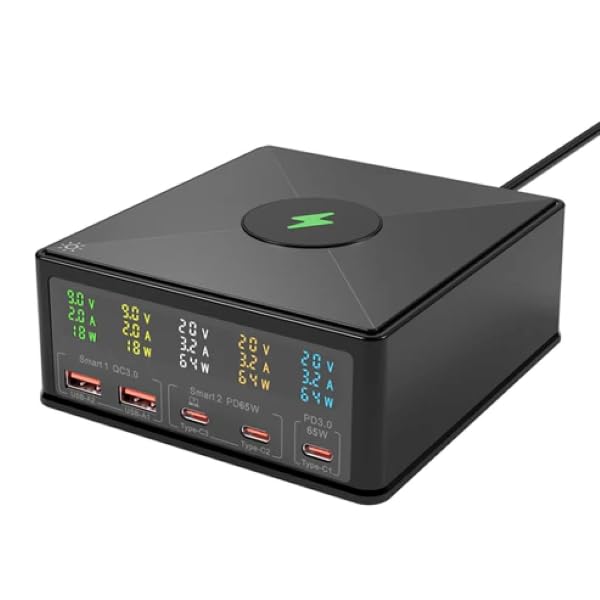 160w 6 in 1 3 Pd Type C + 2 Qc 3.0 Usb Ports Multi Ports Charger