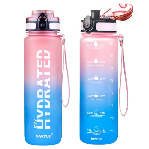 Image of Water Bottle 32 oz Motivational Time Marker Tritan Bottle