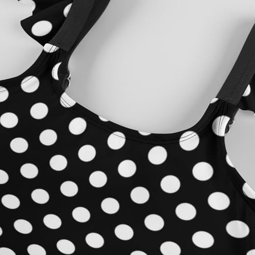 Image of Girls One Piece Swimsuit Polka Dots Ruffles Swimwear Bathing Suits 3-12 Years