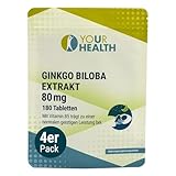 GINKGO BILOBA EXTRAKT (EP10.0) 80 mg mit Viatmin B5-720 Kapseln (4er Pack)