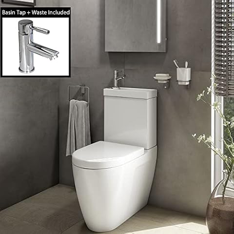 Affine 2 in 1 Toilet Basin Combo Combined Toilet WC & Sink Space Saving Cloakroom Unit Cover
