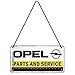 Nostalgic-Art Retro Hängeschild Opel – Parts & Service – Geschenk-Idee für Auto Zubehör Fans, aus Metall, Vintage-Design zur Dekoration, 10 x 20 cm