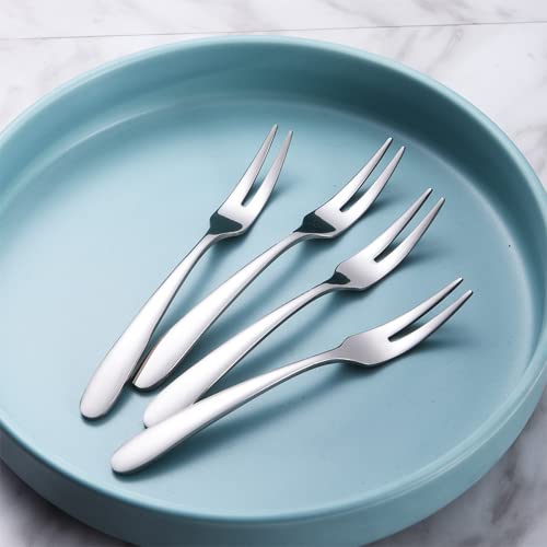 8 Pieces Stainless Steel Forks 2 Prong Tasting Appetizer Forks Mini Fork Set Dessert Pastry Appetizer Forks Fruit Forks For Home Restaurant Buffetstainless Steel Forks #TOP2