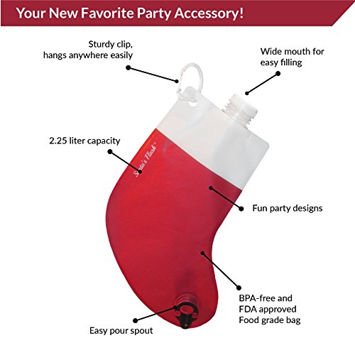 Santa's Stocking Flask For Party: 2.25 Liter Flasks Make Funny Yankee Swap Gifts, White Elephant Gifts, Funny Gag Gifts, Santacon Accessories And Holiday Party Decorations #TOP6