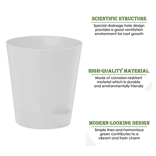 Image of Heart Home Plastic Titan Pot|Garden Container for Plants & Flowers|Self-Watering Pot with Drainage Holes,6 Inch,Pack of 2 (White)