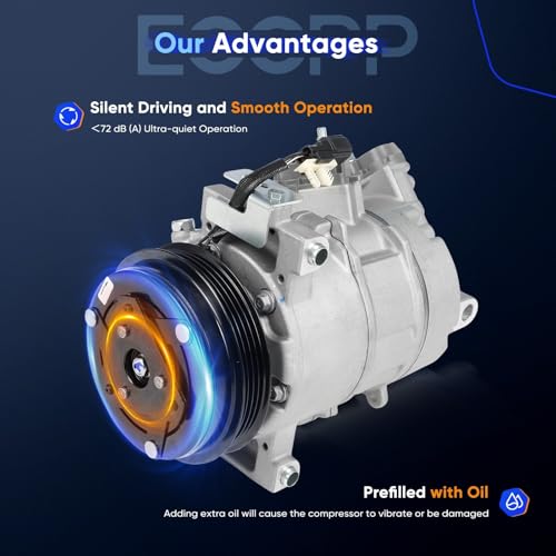 Image of ECCPP AC Compressor Direct Fit for Ford Mustang L4 2.3L 2015-2024 | 167310,168310 Fast Cooling AC Compressor with Clutch Low Vibration Under 72db Reduces Engine Load Fuel Efficient