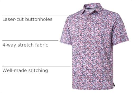 Image of Golf Shirts for Men Dry Fit Short Sleeve Print Performance Moisture Wicking Polo Shirt