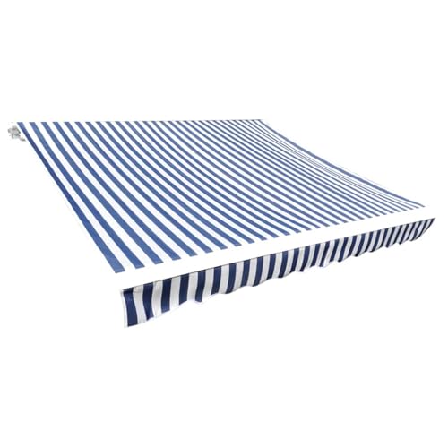 Tidyard Store Banne Manuel de Jardin en Toile Bleu et Blanc Résistant aux UV 4 x 3 m (Cadre Non Inclus)