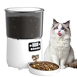 Bizcasa Distributore Automatico Cibo Gatti, Mangiatoia Cani - 4L Distributore Cibo Cani, Orari di Mangiatoia Personalizzati, 1-4 Pasti al Giorno, Dispenser Crocchette Gatto (Bianco - Standard - 4L)