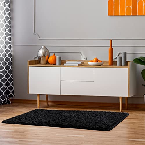 Ophanie 3 X 5 Feet Rugs For Bedroom, College Dorm Room Black Small Area Rug, Non-Slip Fluffy Shaggy Bedside Floor Soft Shag Fuzzy Plush Indoor Carpet For Kids Boys Teen Home Decor Aesthetic, Nursery #TOP6