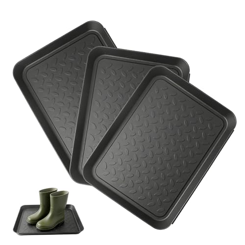 Luckwaii Schuhabtropfschale Schuhmatte Abtropfwanne 3 Stück Abtropfmatte Abtropfschale Schuhe Rutschfeste Kunststoff Schuhwanne Boot Tray 35x27 5x3cm mit erhöhtem Rand für Regen Ideal als Schuhablage