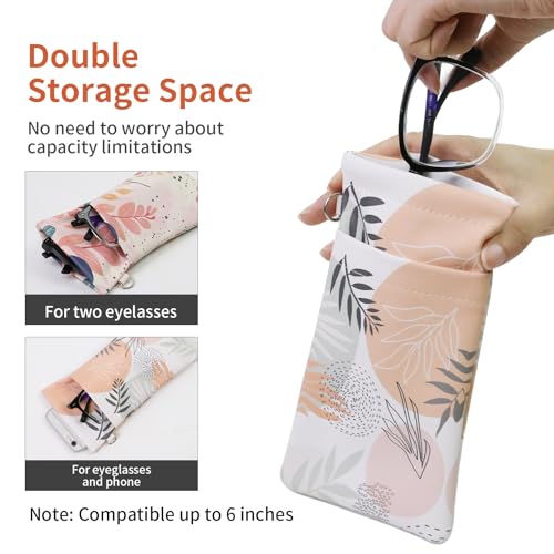 Image of Double Eyeglass Case Soft Dual Glasses Case for Women Men Travel Squeeze Top Sunglasses Cases Eyeglasses Pouch