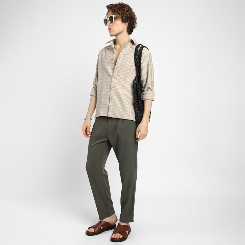 Image of CAHOOT Men's Shacket for Casual Wear | Spread Collar | Long Sleeve | Button Closure | Overshirt /Shacket Crafted with Comfort Fit for Everyday Wear