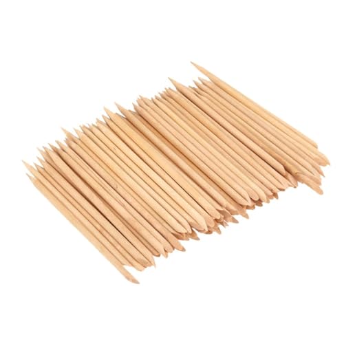 NOLITOY 200pcs Wood Stick Nail Art Tools Double-sided Cuticle Pusher Remover for Manicure/pedicure