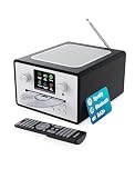 Internet Radio Wifi CD Player for Home | DAB+ FM Kitchen Radio Mains Powered | Bluetooth 5.3, Spotify Connect & Podcasts | Full Colour Screen, App Control & Included Remote | MAJORITY Homerton (Black)
