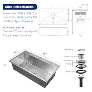   Kitchen-Sink-32x18-Topmount-Single-Bowl-Drop-in-Sinks-304-Stainless-Steel-Handmade-Home-Bar-Outdoor-RV-Sinks-Brushed