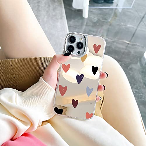Tnarru Iphone 14 Pro Case Mirror Case For Women Girls Makeup, Cute Mirror Back Design Cover Shockproof Soft Tpu Bumper, Slim Thin Protective Mirror Phone Case For Iphone 14 Pro (Colorful Heart) #TOP4