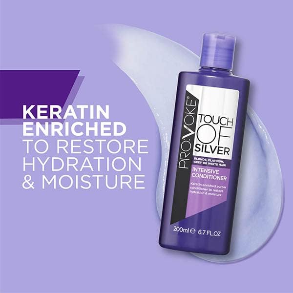 PROVOKE Touch Of Silver Brightening Purple Shampoo & Intensive Conditioner 400ml, Neutralises Yellow & Orange Tones, Formulated With Violet & Blue Pigments
