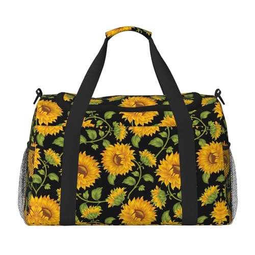 Sac de yoga noir à motif tournesol léger pour transporter votre équipement