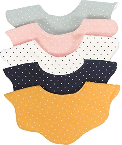 Baby Girl Boy Unisex Fabric Drooling Feeding Bibs Spring Summer (5-Pack Polka Dot)