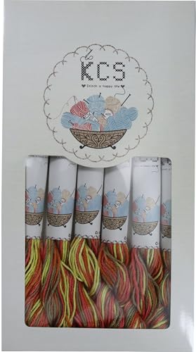 Image of KCS Big skeins of 25 Meters Size 25 Color Variegated Cross Stitch Stranded Threads,6 skeins,4510
