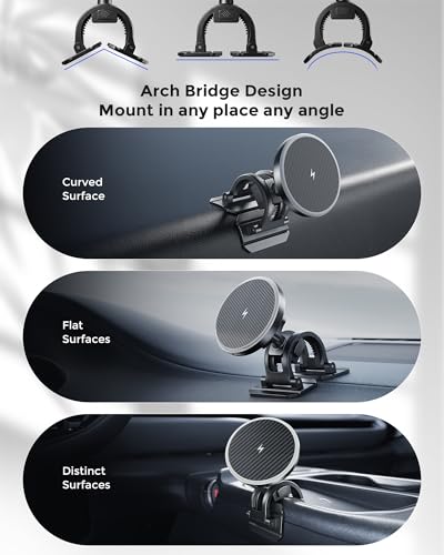 Image of 2-in-1 15W Magsafe Car Mount Charger, Magnetic Wireless Car Charger, 360 Dashboard & Air Vent Phone Mount, Phone Holders for Your Car, Car Accessories for Men Women for iPhone 17-12